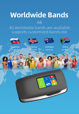 3000mAh 4G LTE Kablosuz MiFi Router WIFI Hotspot, LCD Ekranlı Uluslararası Bantlı